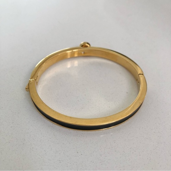 ⭐️Kate Spade⭐️Forever Gems Gold Black Hinged Bracelet Women's Bangle Jewelry - Picture 7 of 13